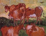 Vincent Van Gogh Cows (nn04) painting